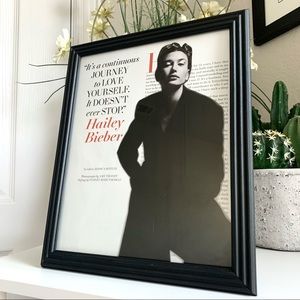 Editorial Collage Wall Art Hailey Bieber Black White Blazer Chic Aesthetic